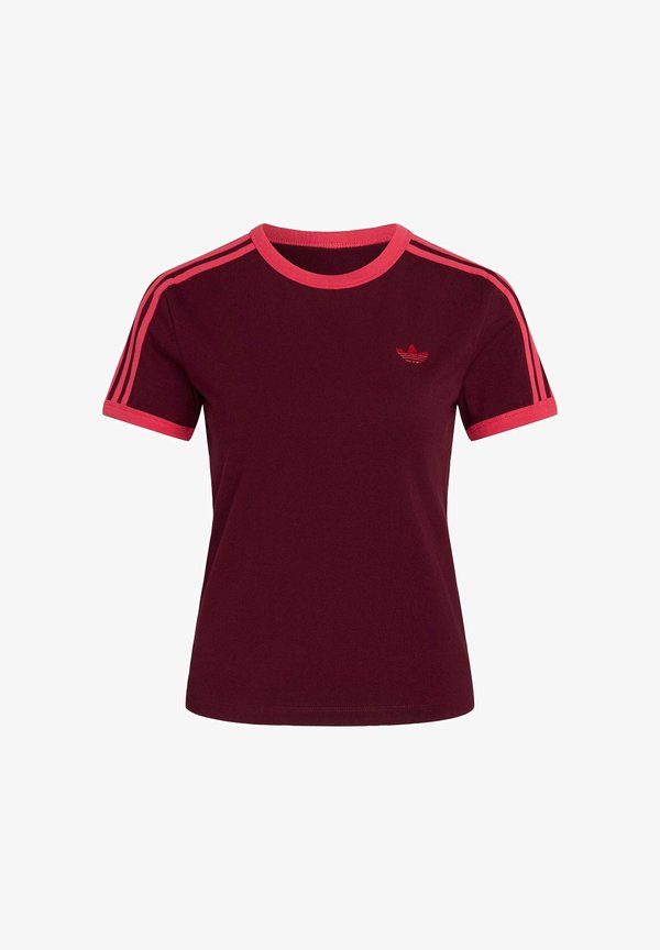adidas Originals 3-STRIPES SLIM T-SHIRT - Print T-shirt - maroon power pink