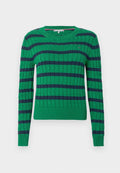 Tommy Hilfiger CABLE KNIT CREW NECK JUMPER - Jumper - nouveau green/navy breton
