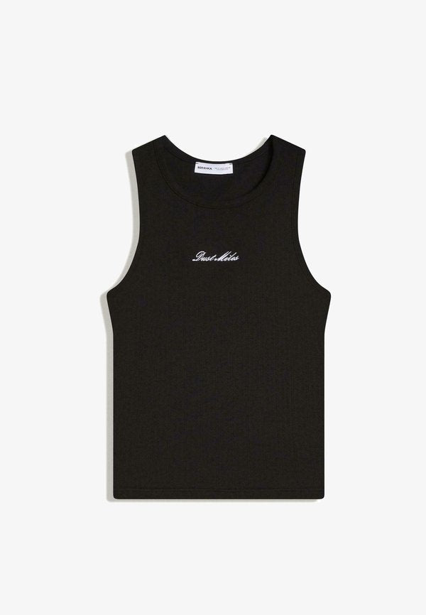 Bershka PRINTED TANK - Top - black