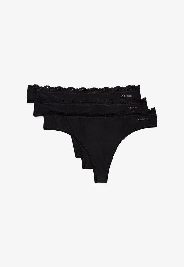 Calvin Klein Underwear THONG STRETCH 3 PACK - Thong - black