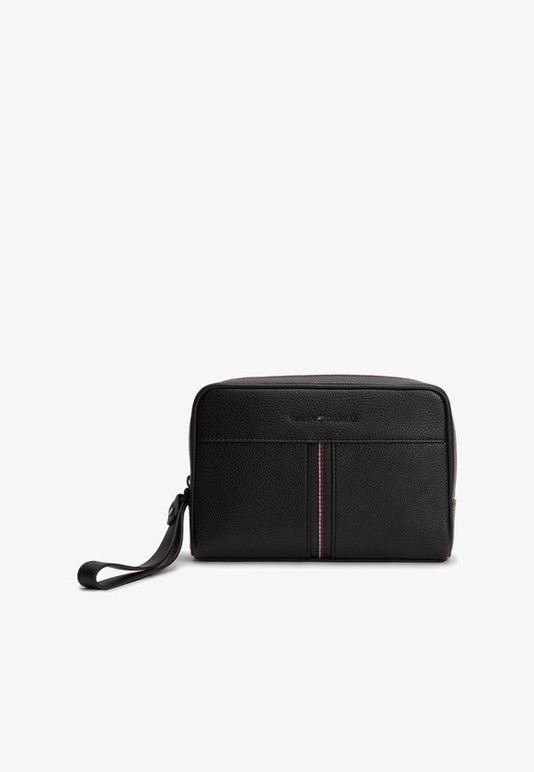 Tommy Hilfiger METAL LOGO PEBBLE GRAIN POUCH - Handbag - black