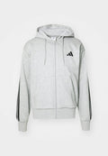 adidas Sportswear ESSENTIALS THREE STRIPES FLEECE - Zip-up sweatshirt - medium grey heather/black