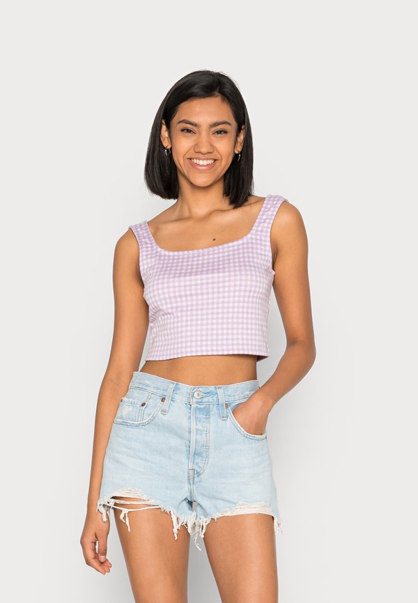 VILA VICHECK SQUARE NECK CROPPED