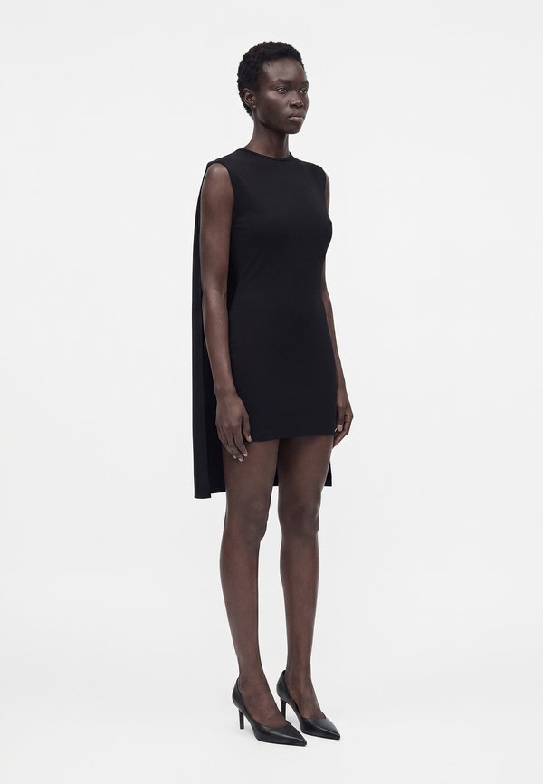 Norma Kamali SLEEVELESS MOCK NECK CAPE COCOON DRESS
