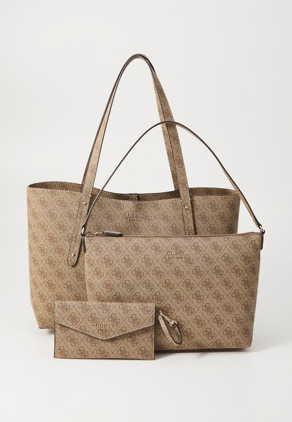 Guess BRENTON TOTE SET - Clutch - latte logo