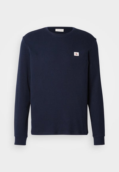 Calvin Klein Jeans WAFFLE LABEL TEE - Long sleeved top - dark sapphire