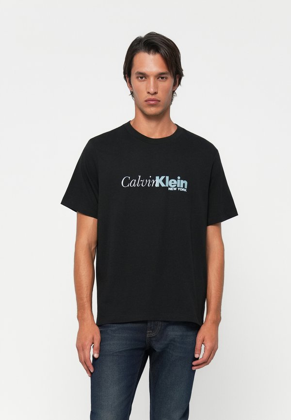 Calvin Klein CURSIVE GRAPHIC - Print T-shirt - black