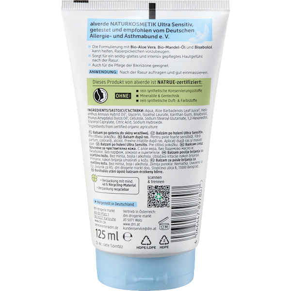 After Shave Balsam Ultra Sensitiv alverde NATURKOSMETIK