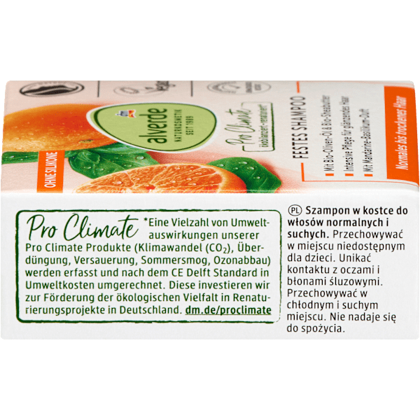 Festes Shampoo Mandarine-Basilikum Duft alverde NATURKOSMETIK