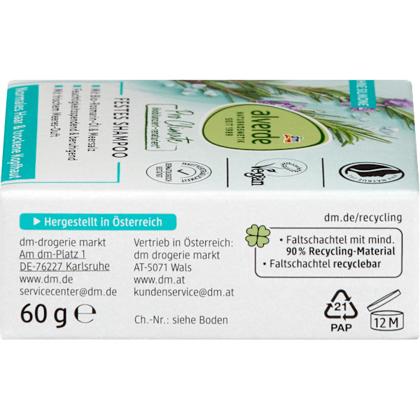 Festes Shampoo Rosmarin-Öl & Meersalz alverde NATURKOSMETIK