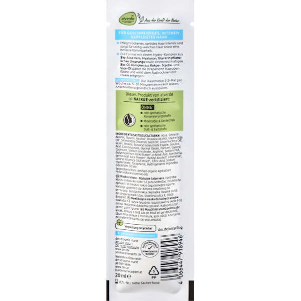 Haarmaske Hydro Feuchtigkeit alverde NATURKOSMETIK