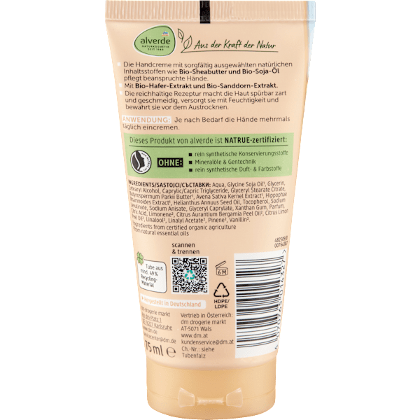 Handcreme Seaside Balance mit Sanddorn & Hafer alverde NATURKOSMETIK