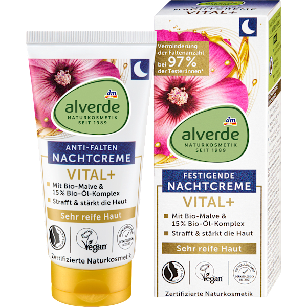 Nachcreme Anti-Falten Vital+ Ölkomplex alverde NATURKOSMETIK
