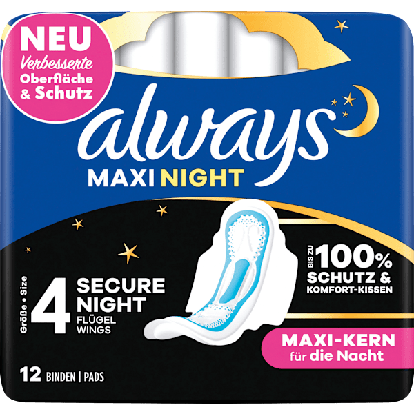 Damenbinden Maxi Night mit Flügeln always