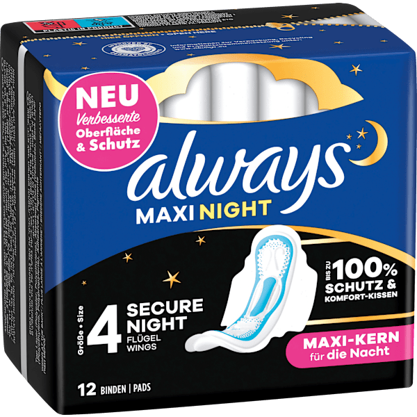 Damenbinden Maxi Night mit Flügeln always