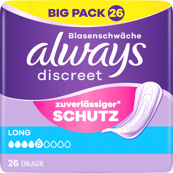 discreet Einlagen Inkontinenz Long, Big Pack always