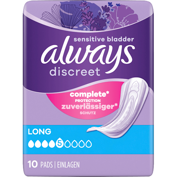 discreet Einlagen Inkontinenz Long Vorteilspack (8x10 St) always
