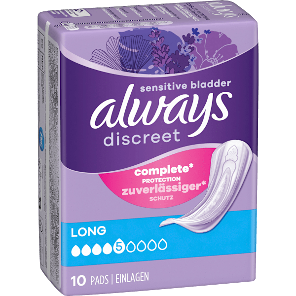 discreet Einlagen Inkontinenz Long Vorteilspack (8x10 St) always