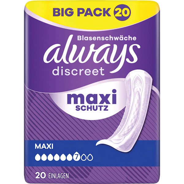 discreet Einlagen Inkontinenz Maxi, Big Pack always