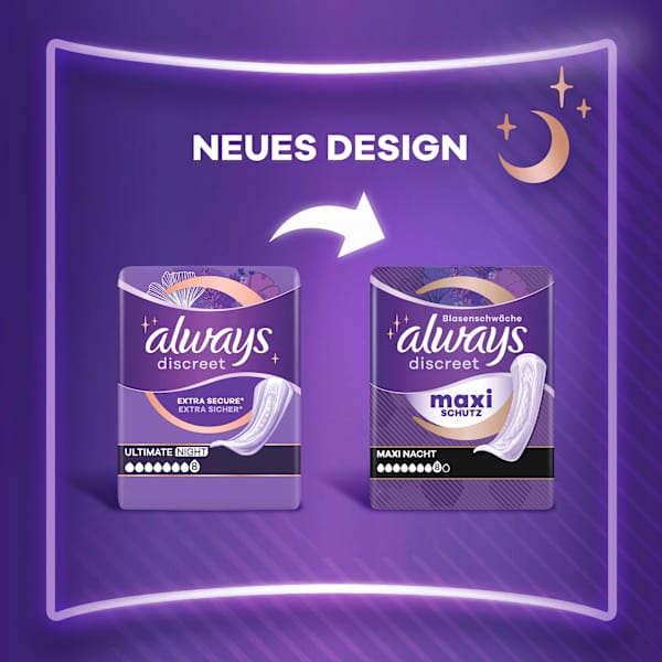 discreet Einlagen Inkontinenz Maxi Nacht, Big Pack always