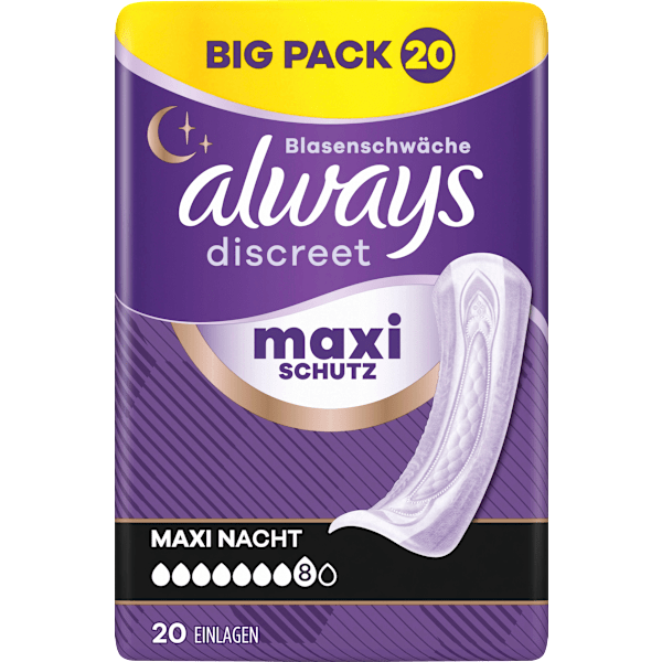 discreet Einlagen Inkontinenz Maxi Nacht, Big Pack always