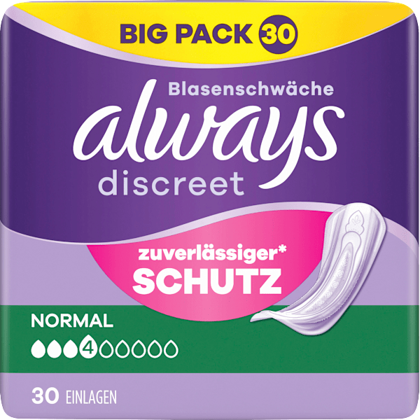 discreet Einlagen Inkontinenz Normal, Big Pack always