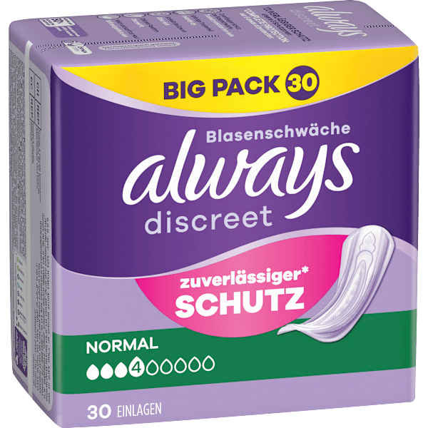 discreet Einlagen Inkontinenz Normal, Big Pack always