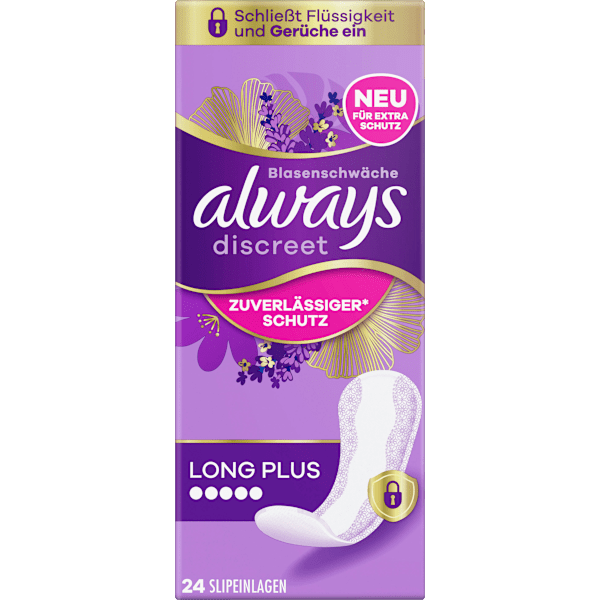 discreet Slipeinlagen Inkontinenz Long Plus always