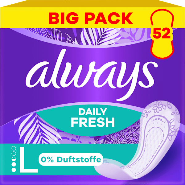 Slipeinlagen Daily Fresh Long ohne Duft, Big Pack always