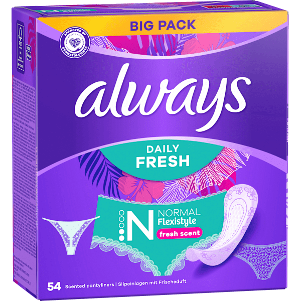 Slipeinlagen Daily Fresh Normal Flexistyle mit Frischeduft, Big Pack always