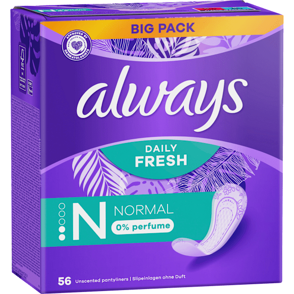 Slipeinlagen Daily Fresh Normal ohne Duft, Big Pack always