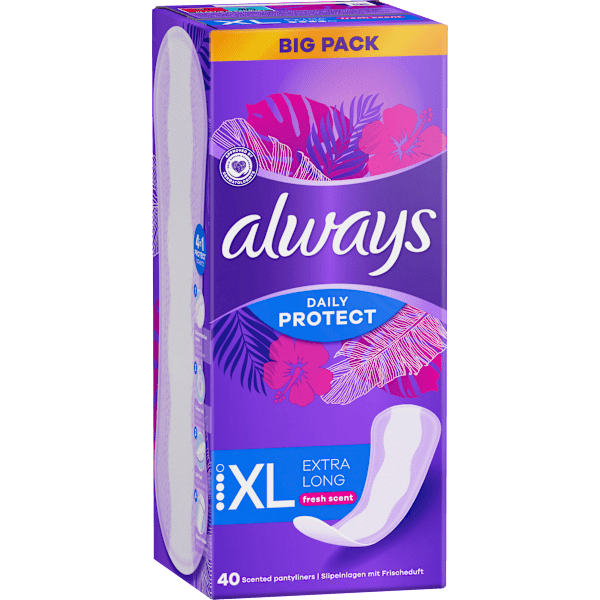 Slipeinlagen Daily Protect Extra Long mit Frischeduft, Big Pack always