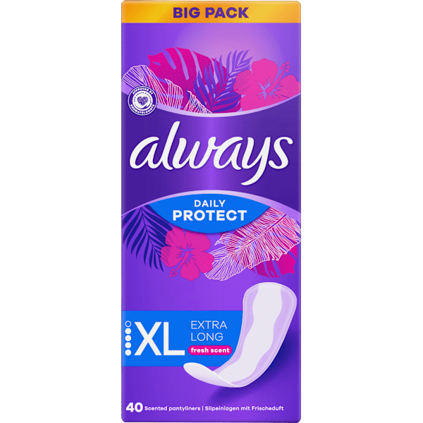 Slipeinlagen Daily Protect Extra Long mit Frischeduft, Big Pack always