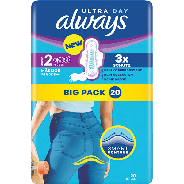 Ultra-Binden Day Long 2 mit Flügeln, Big Pack always
