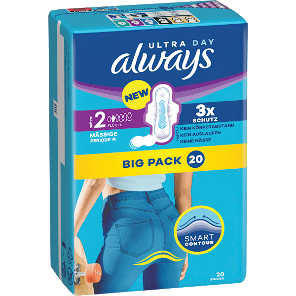 Ultra-Binden Day Long 2 mit Flügeln, Big Pack always