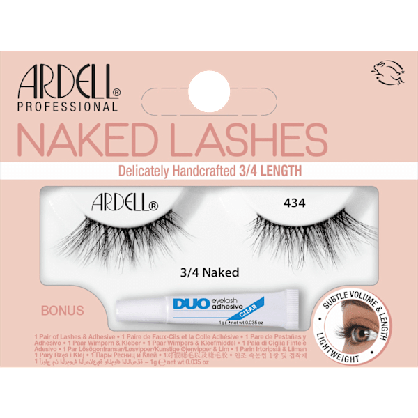 Künstliche Wimpern Set 434 3/4 Naked (1 Paar) & Mini Duo Kleber ARDELL