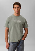 Calvin Klein Jeans CALVIN KLEIN JEANS EMBROIDERED LOGO T-SHIRT - Print T-shirt - chinois green