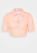 Glamorous SEERSUCKER CROP TOP WITH COLLAR AND SLEEVES