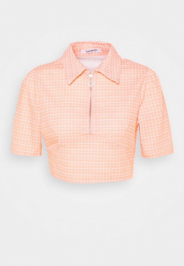 Glamorous SEERSUCKER CROP TOP WITH COLLAR AND SLEEVES