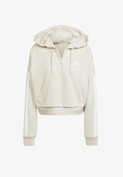 adidas Sportswear ESSENTIALS 3-STRIPES QUARTER-ZIP - Hoodie - white