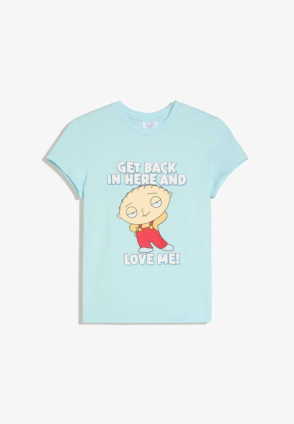 Bershka TSHIRT - Print T-shirt - light blue
