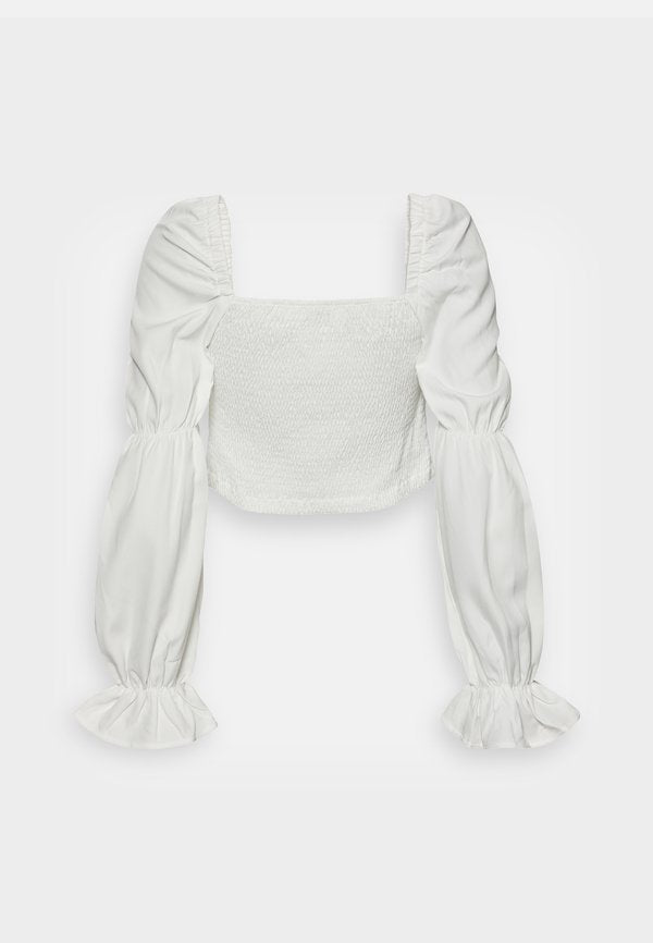 IN THE STYLE BILLIE FAIERS WHITE PUFF SLEEVE PEARL BUTTON