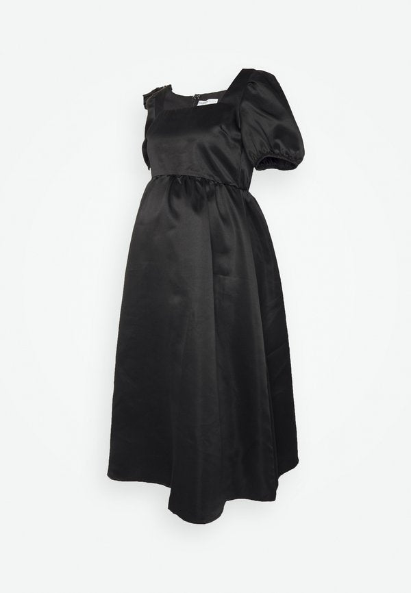Glamorous Bloom SQUARE NECK PUFF SHORT SLEEVE MIDI DRESS