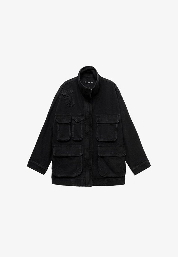 Mango Short coat - black denim