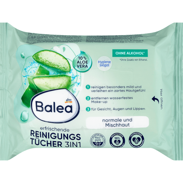 Abschminktücher 3in1 erfrischend Balea