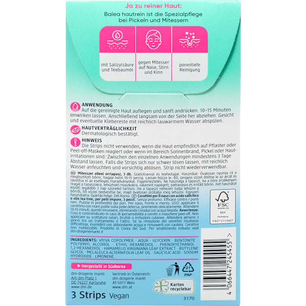 Anti-Mitesser Nosestrips Hautrein Balea