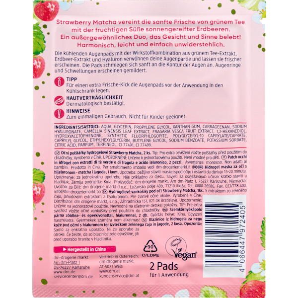 Augenpads Hydrogel Strawberry Matcha (1 Paar) Balea