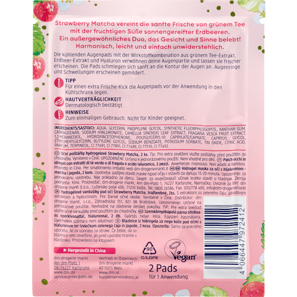 Augenpads Hydrogel Strawberry Matcha, 3- farbig (1 Paar) Balea