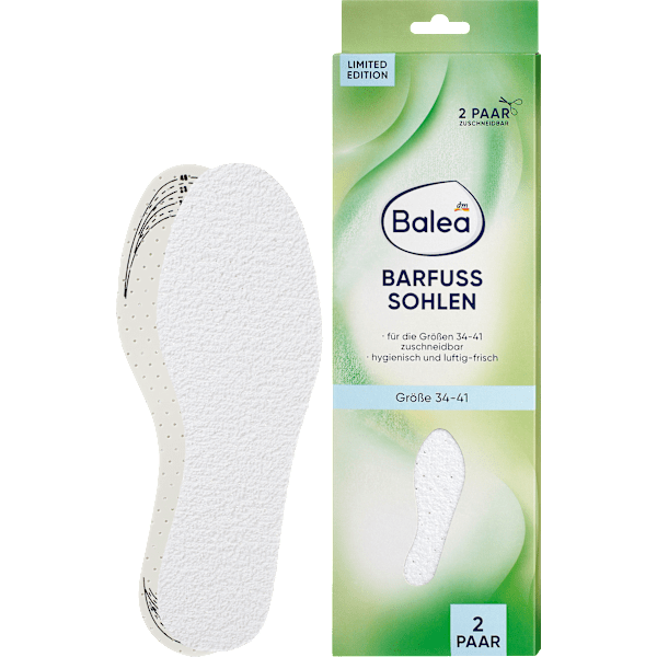Einlegesohlen Barfuß weiß, Gr. 34-41 (2 Paar) Balea
