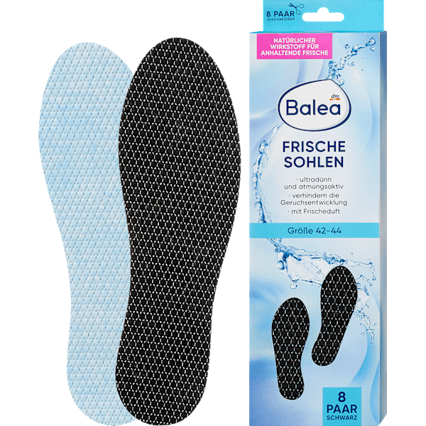 Einlegesohlen Frischesohlen schwarz, Gr. 42-44 (8 Paar) Balea